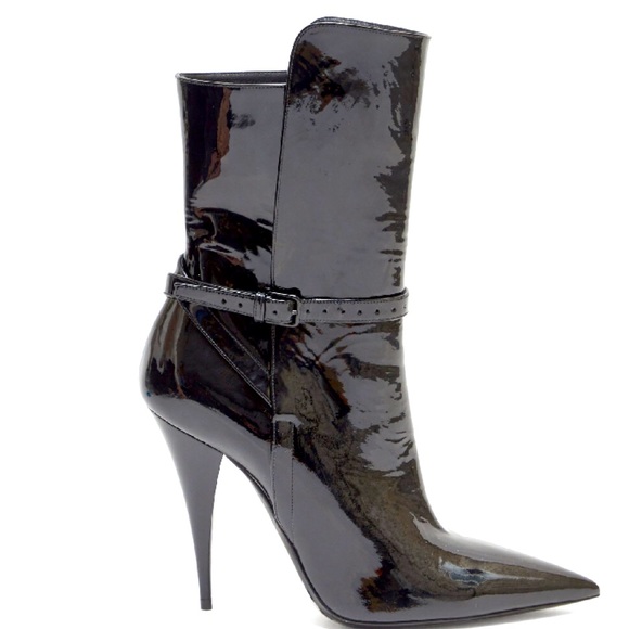 NIB Saint Laurent Kiki patent booties heels boots - Picture 1 of 9